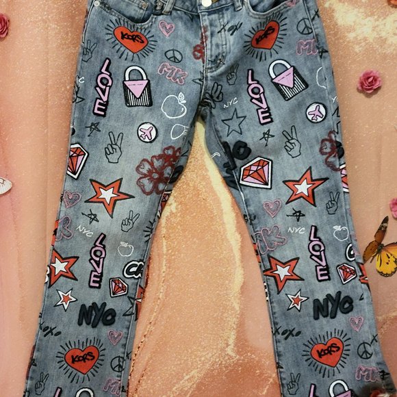❤️ AUTHENTIC Michael Kors Blue Graphic Flare Jeans ❤️ - Picture 15 of 16